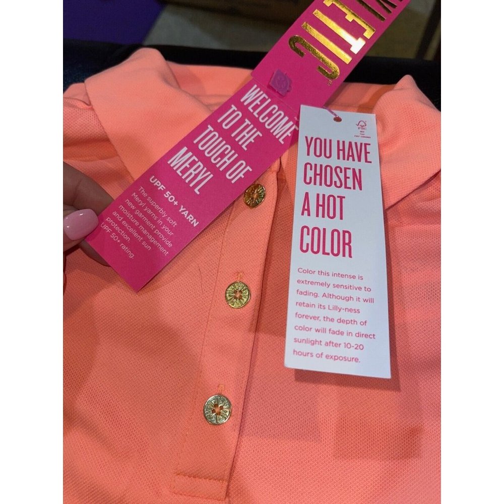 LILLY PULITZER UPF  50+ Luxletic Frida Sleeveless Polo PB Bellini XXS NWT - Picture 7 of 11